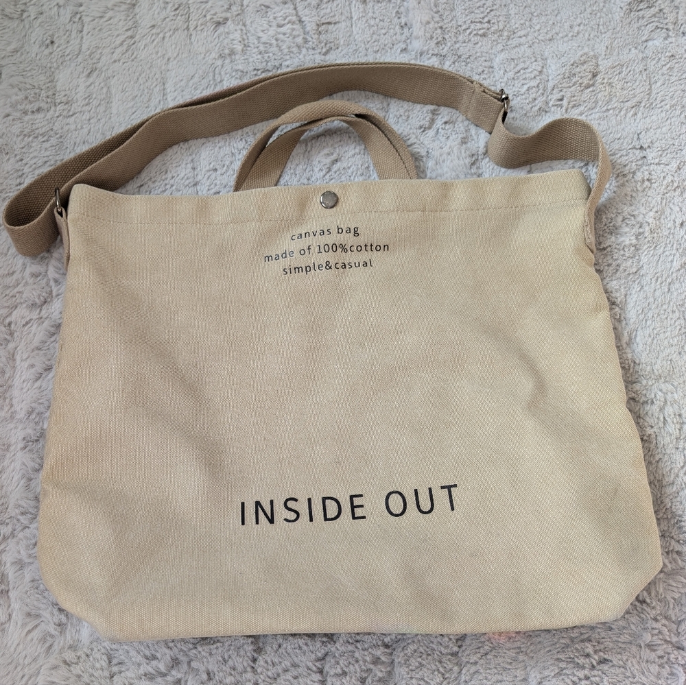 Beige Canvas Tote Bag